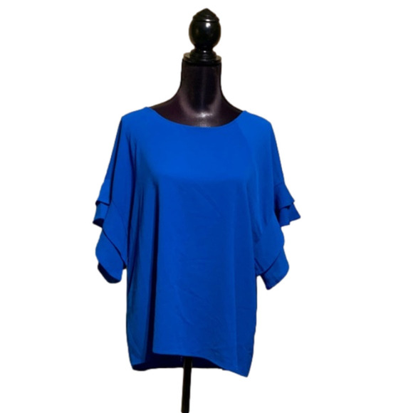 UMGEE Cobalt Blue Butterfly Sleeve Flowy Loose Top - Picture 1 of 7